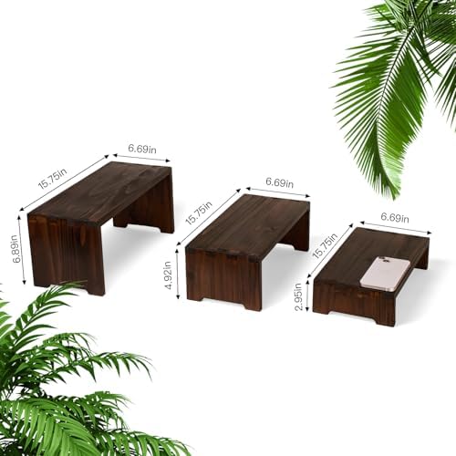 Set of 3 Wooden Rustic Cupcake Stand for 24 Cupcakes, Stepped Wood Display Stand for Weddings, Tiered Party, alternate view 3