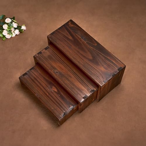 Set of 3 Wooden Rustic Cupcake Stand for 24 Cupcakes, Stepped Wood Display Stand for Weddings, Tiered Party, alternate view 4