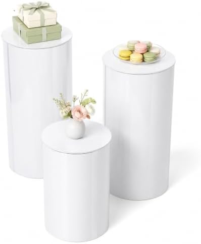 Set of 3pcs Round Cylinder Pedestal Stands