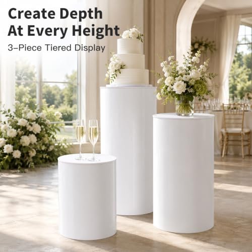 Set of 3pcs Round Cylinder Pedestal Stands, alternate view 2