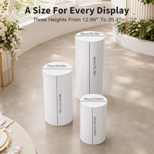 Set of 3pcs Round Cylinder Pedestal Stands, alternate view 3