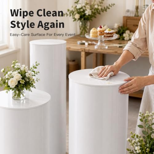 Set of 3pcs Round Cylinder Pedestal Stands, alternate view 5