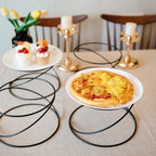 Set of 4 Black Metal Wire Pizza Pan Riser Stands- Round Pizza Tray Riser Rack - Tabletop Display Racks for Food, alternate