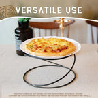 Set of 4 Black Metal Wire Pizza Pan Riser Stands- Round Pizza Tray Riser Rack - Tabletop Display Racks for Food, alternate