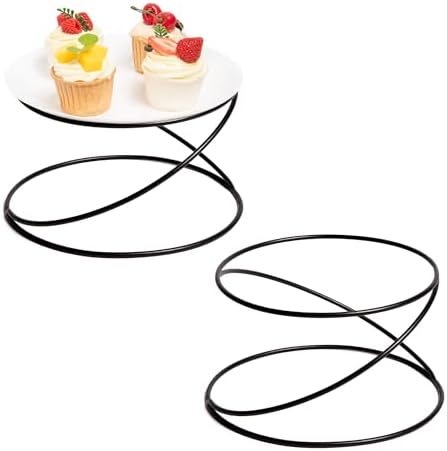 Set of 4 Black Metal Wire Pizza Pan Riser Stands- Round Pizza Tray Riser Rack - Tabletop Display Racks for Food, alternate