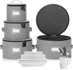 Set of 4 China Storage Cases for Dinnerware - Hard Shell and Stackable - Sizes: 12" - 10" - 8.5" and 7" W - 48