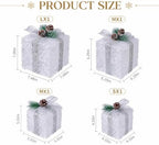 Set of 4 Christmas Lighted Gift Boxes, Battery Operated Xmas Decor in Warm White-2, alternate view 2
