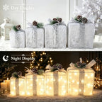 Set of 4 Christmas Lighted Gift Boxes, Battery Operated Xmas Decor in Warm White-2, alternate view 3
