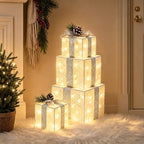 Set of 4 Christmas Lighted Gift Boxes, Battery Operated Xmas Decor in Warm White-2, alternate view 5