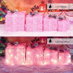 Set of 4 Christmas Lighted Gift Boxes, Pink Present Holiday Decor, alternate view 2