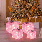 Set of 4 Christmas Lighted Gift Boxes, Pink Present Holiday Decor, alternate view 6