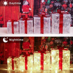 Set of 4 Christmas Lighted Gift Boxes, Red Bow Holiday Present Decorations, alternate view 3