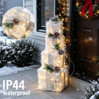 Set of 4 Christmas Lighted Gift Boxes Warm White 70 LED Pre-lit, alternate view 3