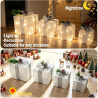 Set of 4 Christmas Lighted Gift Boxes Warm White 70 LED Pre-lit, alternate view 6