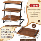 Set of 4 Cupcake Stand for 180 Cupcakes, 3 Tier Wooden Cup Cake Stand, alternate view 3