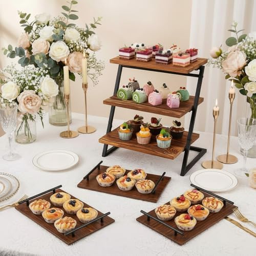 Set of 4 Cupcake Stand for 180 Cupcakes, 3 Tier Wooden Cup Cake Stand, alternate view 4