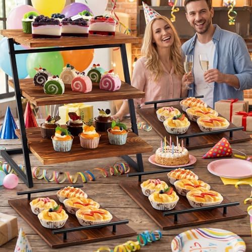 Set of 4 Cupcake Stand for 180 Cupcakes, 3 Tier Wooden Cup Cake Stand, alternate view 6