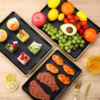 Set of 4 Large Serving Platter Set 15/14/13/12 Inch Heavy Plastic Serving Trays Unbreakable Rectangular Platter, alternate