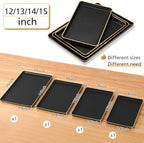 Set of 4 Large Serving Platter Set 15/14/13/12 Inch Heavy Plastic Serving Trays Unbreakable Rectangular Platter, alternate