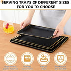 Set of 4 Large Serving Platter Set 15/14/13/12 Inch Heavy Plastic Serving Trays Unbreakable Rectangular Platter, alternate