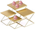 Set of 4 Metal Risers for Display, Brass Square Nesting Buffet Risers Set, Modern Brass Risers Display Stands