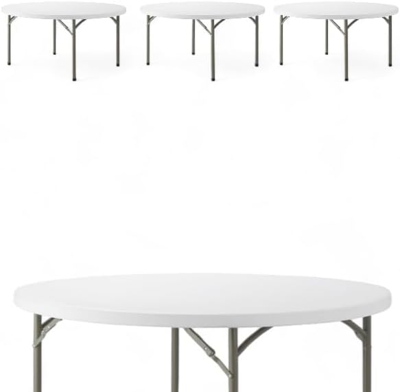 Set of 4-Pack! 60-Inch"Round Granite White Plastic Folding Table, Event table, Heavy-duty table, Event supplies