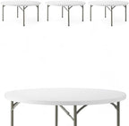 Set of 4-Pack! 60-Inch"Round Granite White Plastic Folding Table, Event table, Heavy-duty table, Event supplies