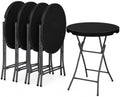 Set of 5 32 Inch Round 43 Inch Bar Height Folding Tables, Black Commercial Cocktail High Top Tables with