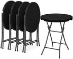Set of 5 32 Inch Round 43 Inch Bar Height Folding Tables, Black Commercial Cocktail High Top Tables with