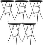 Set of 5, 32" Round 43" Bar High Top Folding Table Commercial Portable for Drink Patio Banquet Card Plastic