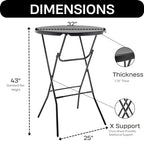 Set of 5, 32" Round 43" Bar High Top Folding Table Commercial Portable for Drink Patio Banquet Card Plastic, alternate view 3