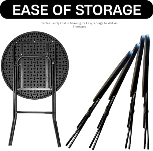Set of 5, 32" Round 43" Bar High Top Folding Table Commercial Portable for Drink Patio Banquet Card Plastic, alternate view 6
