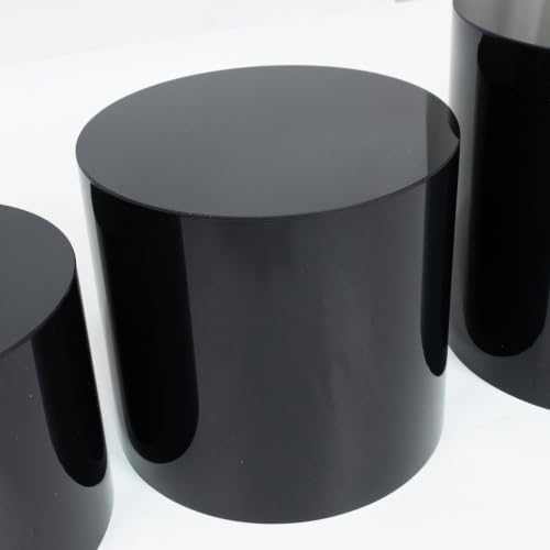 Set of 5 Acrylic Cake Stands 8.5", 9", 10", 11", 12" Round Cylinder Design Black - Display Risers for Weddings, alternate