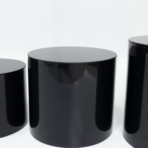 Set of 5 Acrylic Cake Stands 8.5", 9", 10", 11", 12" Round Cylinder Design Black - Display Risers for Weddings, alternate