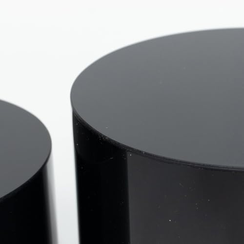 Set of 5 Acrylic Cake Stands 8.5", 9", 10", 11", 12" Round Cylinder Design Black - Display Risers for Weddings, alternate