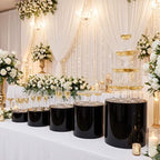 Set of 5 Acrylic Cake Stands 8.5", 9", 10", 11", 12" Round Cylinder Design Black - Display Risers for Weddings, alternate