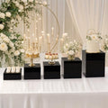 Set of 5 Black Acrylic Cake Risers, Square Dessert Display Stands for Buffets & Events - 4"-12" Tall x 8.5"-12"