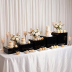 Set of 5 Black Acrylic Cake Risers, Square Dessert Display Stands for Buffets & Events - 4"-12" Tall x 8.5"-12", alternate