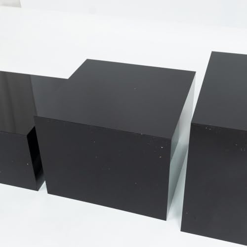 Set of 5 Black Acrylic Cake Risers, Square Dessert Display Stands for Buffets & Events - 4"-12" Tall x 8.5"-12", alternate