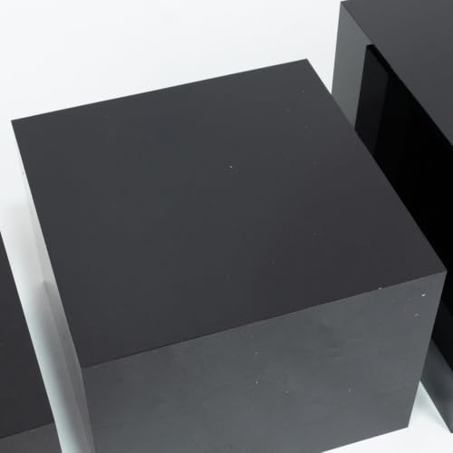 Set of 5 Black Acrylic Cake Risers, Square Dessert Display Stands for Buffets & Events - 4"-12" Tall x 8.5"-12", alternate