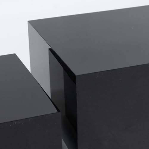 Set of 5 Black Acrylic Cake Risers, Square Dessert Display Stands for Buffets & Events - 4"-12" Tall x 8.5"-12", alternate