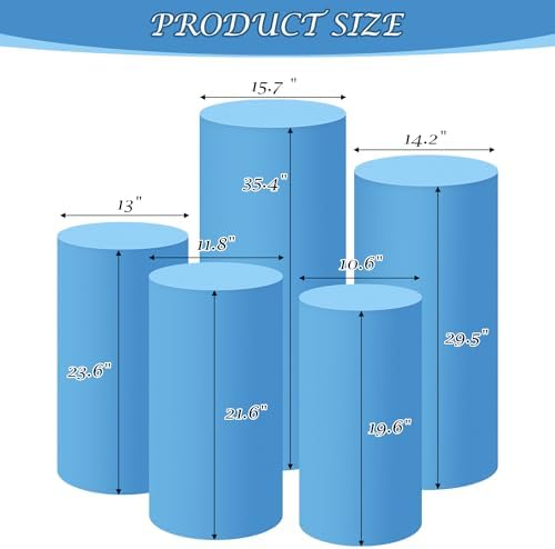 Set of 5 Blue Cylinder Stand Covers in fuchsia, pink, black, white, brown, green, baby blue, alternate view 3