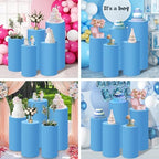 Set of 5 Blue Cylinder Stand Covers in fuchsia, pink, black, white, brown, green, baby blue, alternate view 7
