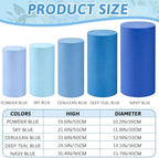 Set of 5 Blue Cylinder Stand Covers, Spandex Pedestal Stand in Blue Color, alternate view 3