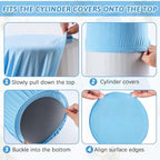 Set of 5 Blue Cylinder Stand Covers, Spandex Pedestal Stand in Blue Color, alternate view 5
