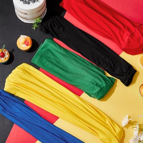 Set of 5 Color Cylinder Stand Covers, Spandex Pedestal Stand in Red Blue Yellow Green Black, alternate view 2