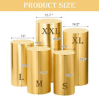 Set of 5 - Gold Cylinder Pedestal Stand Covers in Gold, alternate view 3