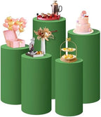 Set of 5 Green Cylinder Stand Covers in fuchsia, pink, black, white, brown, green, baby blue
