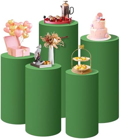 Set of 5 Green Cylinder Stand Covers in fuchsia, pink, black, white, brown, green, baby blue