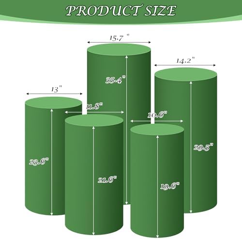 Set of 5 Green Cylinder Stand Covers in fuchsia, pink, black, white, brown, green, baby blue, alternate view 2